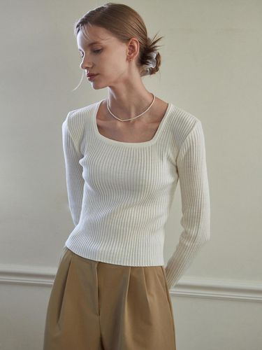 RIBBED SQUARE SLIM KNIT_WHITE - YAN13 - Modalova