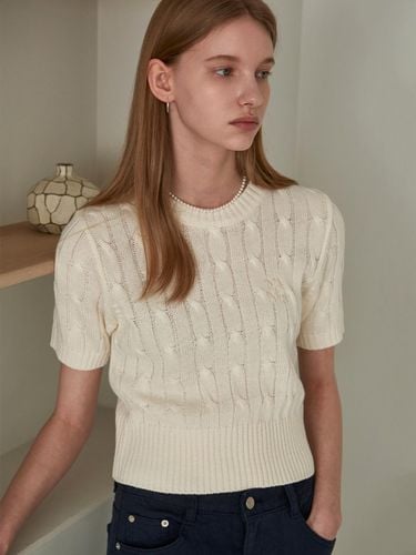 LOGO CABLE SHORT SLEEVE KNIT_LIGHT BEIGE - YAN13 - Modalova