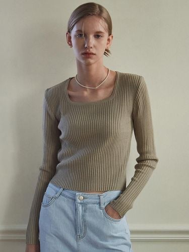 RIBBED SQUARE SLIM KNIT_LIGHT BROWN - YAN13 - Modalova