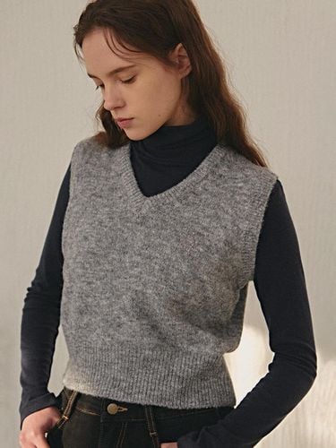 CROP WOOL V NECK VEST_GRAY - YAN13 - Modalova