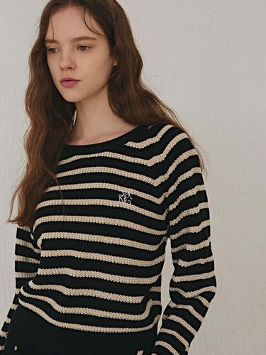 STRIPE BOLD PULLOVER KNIT_BLACK - YAN13 - Modalova