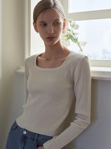 RIBBED SQUARE SLIM KNIT_LIGHT BEIGE - YAN13 - Modalova