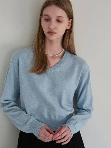 BASIC V-NECK SIMPLE KNIT_SKY BLUE - YAN13 - Modalova