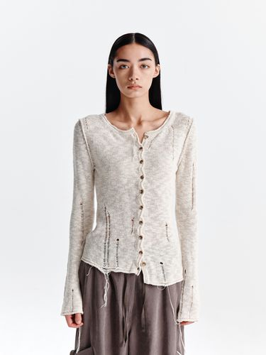 UNBALANCE BUTTON DETAIL CARDIGAN - Matin Kim - Modalova