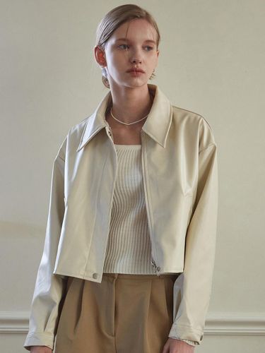 LEATHER SINGLE JACKET_LIGHT BEIGE - YAN13 - Modalova