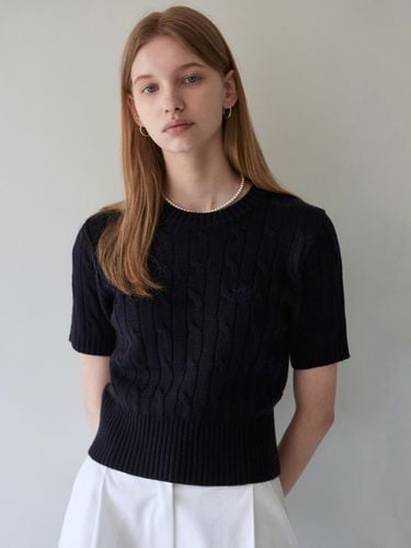 LOGO CABLE SHORT SLEEVE KNIT_NAVY - YAN13 - Modalova