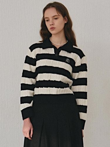 MINIMAL STRIPE BUTTON KNIT_BLACK - YAN13 - Modalova