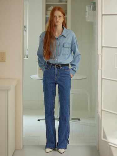 SLIT DENIM PANTS_BLUE - YUPPE - Modalova