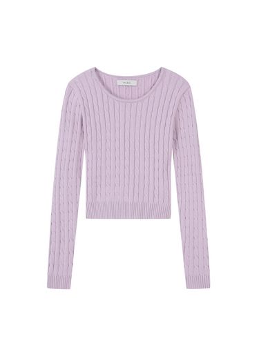 Semi-cropped round neck cable knitwear (TJUCI2909) - VIKI - Modalova