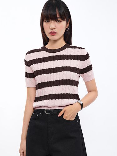 Stripe cable short-sleeved knitwear_ASKPO21720 - SISTINA - Modalova