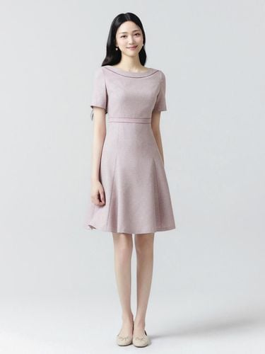 Boatneck Panel Flare Tweed dress - itMICHAA - Modalova