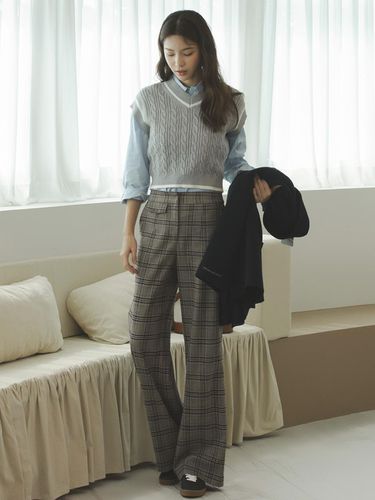 One Tuck Wide Checkered Pants ITNBZPT660 - itMICHAA - Modalova