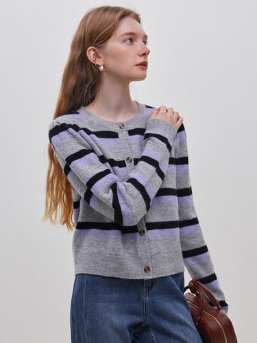 Contrast striped cardigan_GRAY - We’Dee - Modalova