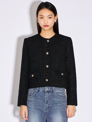 Tweed Checkered Round Neck Jacket_AWWJKN41080 - SISTINA - Modalova