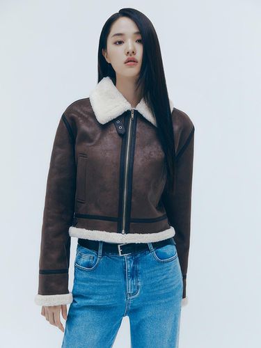 Fur Collar Cropped Mustang Jacket_AWUJKN41020 - SISTINA - Modalova