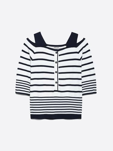 Off-Shoulder Stripe Knitwear Pullover A - NICE CLAUP - Modalova