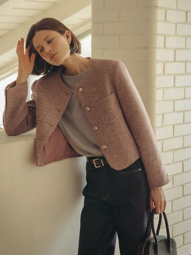 Mini Check Tweed Wool Jacket - Pink - KNOWN BETTER - Modalova