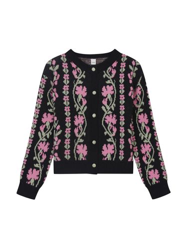 Flower Pattern Round Neck Cardigan (TJCCI2932) - VIKI - Modalova