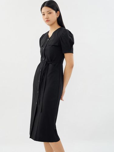 Belted puff sleeve dress_AWWOPO21120 - SISTINA - Modalova