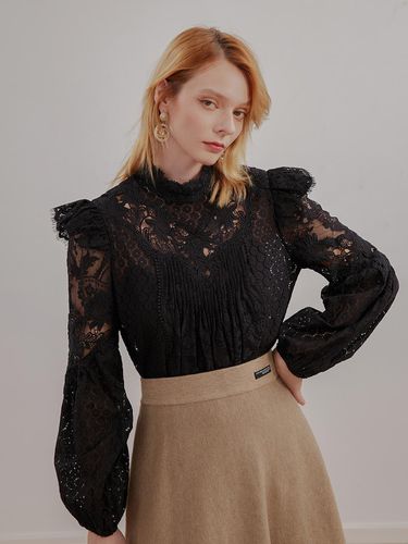 Stand-up collar graceful blouse_BLACK - We’Dee - Modalova