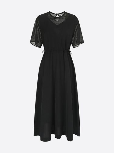 Dot Chiffon Contrast Waist String dress - NICE CLAUP - Modalova