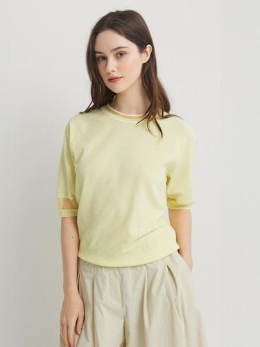 See-Through Block Round Neck Knitwear T - NICE CLAUP - Modalova