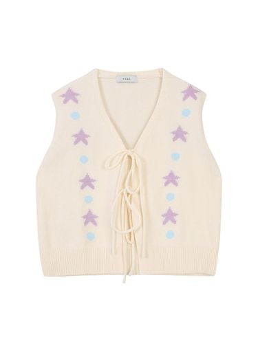 V-Neck Star Pattern Ribbon Vest - VIKI - Modalova