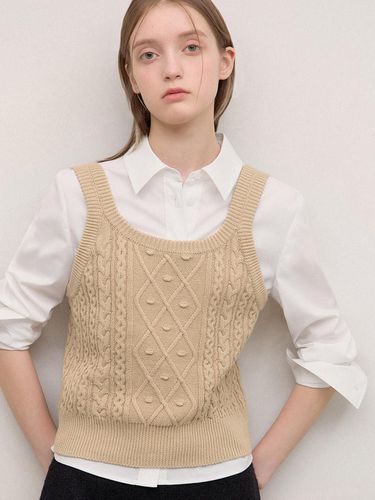 Cotton Cable Knit Vest_ASKVTO31010 - SISTINA - Modalova