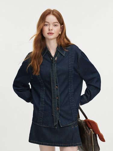 Pleated ribbon denim shirt - We’Dee - Modalova