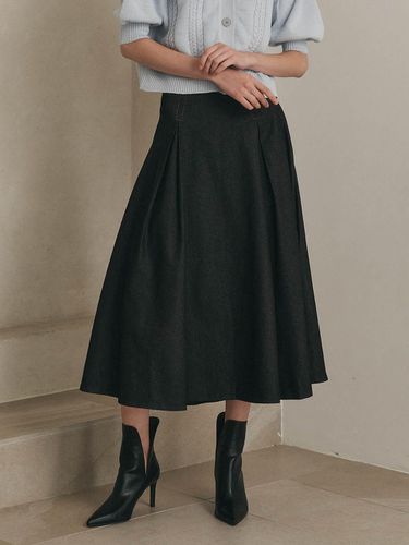 Pleated midi denim skirt_BLACK - We’Dee - Modalova