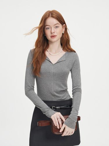 Slim v-neck long sleeve top_3 colors - We’Dee - Modalova