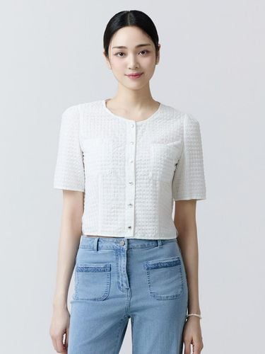 Round Neck Cropped Short-Sleeved Jacket - itMICHAA - Modalova