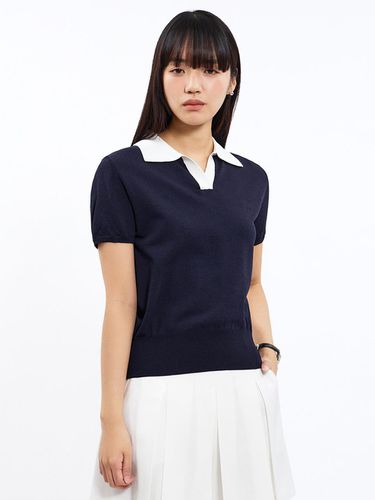 V-collar Short-Sleeved Knitwear_ASKPO21030 - SISTINA - Modalova