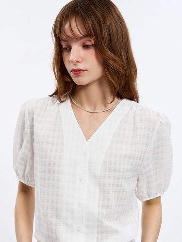 Puff sleeve V-neck blouse_AWWBLO21090 - SISTINA - Modalova