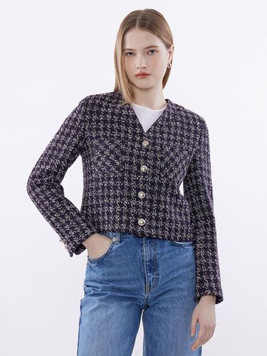 Wool collarless tweed jacket_AWWJKN11060 - SISTINA - Modalova