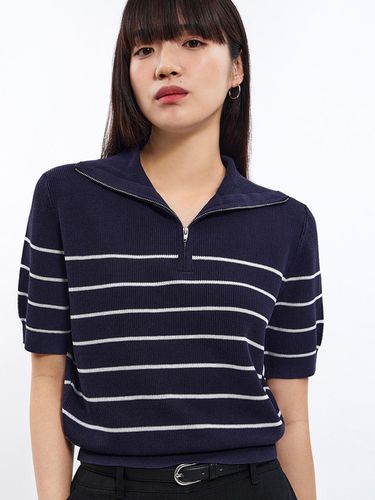 Stripe Half Zip-Up Collar Knitwear_ASKPO21070 - SISTINA - Modalova