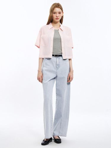 Loose Fit Turn-Up Cropped Shirt_AWWSTO21080 - SISTINA - Modalova