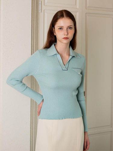 Piping line slim ribbed top_2 colors - We’Dee - Modalova