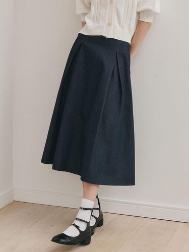 Pleated midi denim skirt_BLUE - We’Dee - Modalova