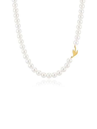 H Edition Silver Colombador Pendant Pearl Necklace - hyeres-lor - Modalova