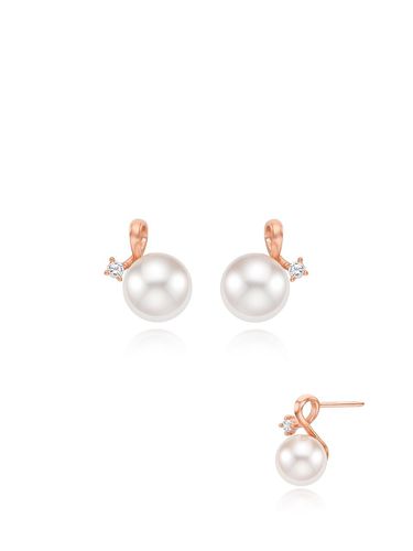 Silver Pearl Cubic Earrings - STONEHENgE - Modalova