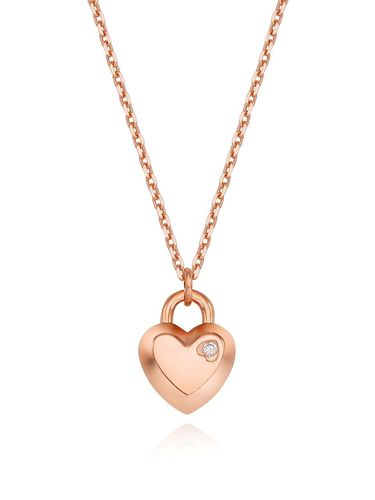 Silver Heart Lock Cubic Necklace - STONEHENgE - Modalova