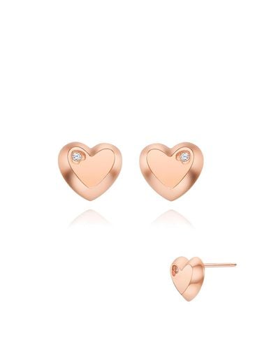 Silver Heart Cubic Earrings - STONEHENgE - Modalova