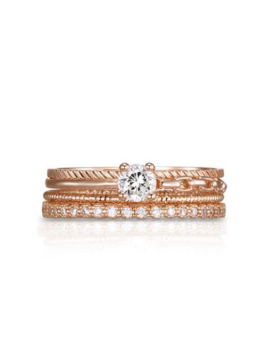 Cubic Point 4-Piece Layered Rings - ELLE Jewelry - Modalova