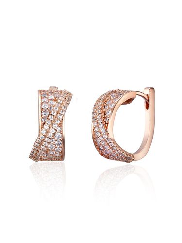 K GF Bold Line Stone Hoop Earrings - ELLE Jewelry - Modalova