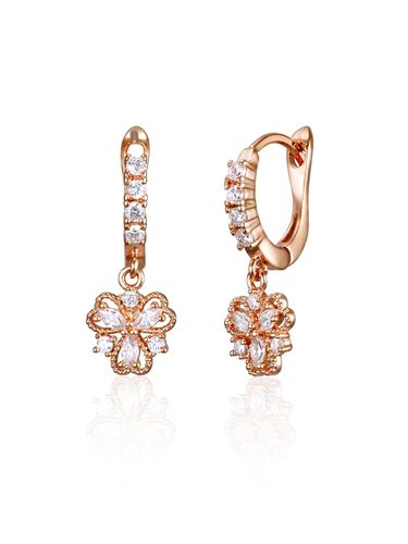 K GF Flower Charm Hoop Earrings - ELLE Jewelry - Modalova