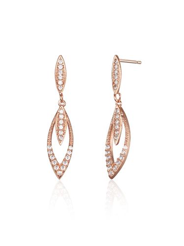 K GF Leaf Motif Two-Pin Long Earrings - ELLE Jewelry - Modalova