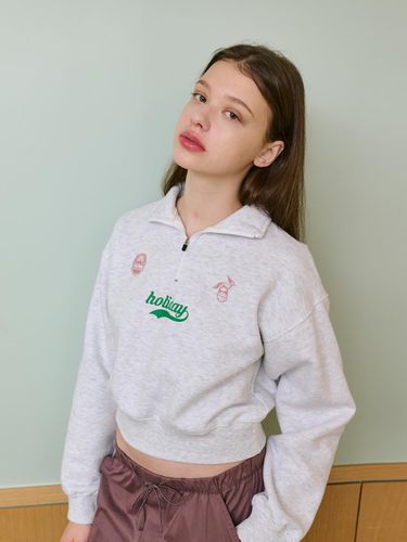 HOLIDAY CROP HALF ZIPUP SWEATSHIRT [MELNAGE] - salad bowls - Modalova