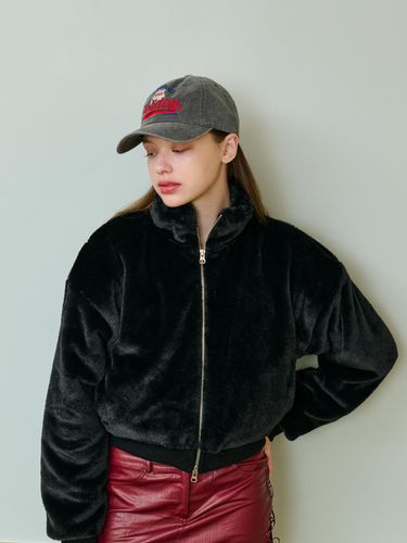 CROP FUR PADDING JACKET [BLACK] - salad bowls - Modalova