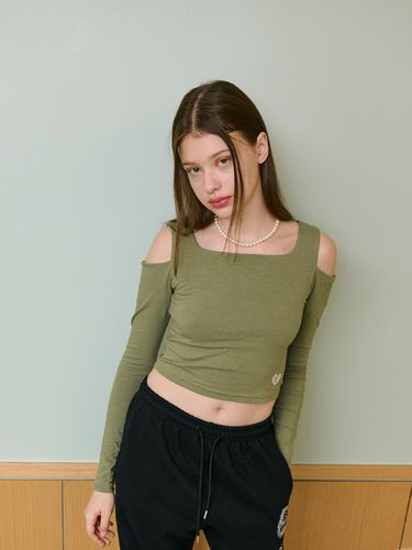 CUT SHOULDER LS T-SHIRT [KHAKI] - salad bowls - Modalova